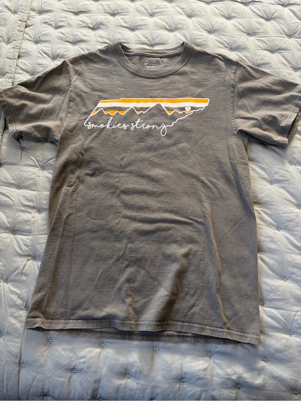 Port and Company Smokies Strong Short-Sleeve Tee - Gray with Yellow Accent